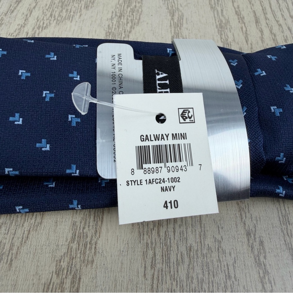 737 Alfani Men's Tie Galway Mini 410 Navy Blue $55 Polyester - Picture 4 of 5